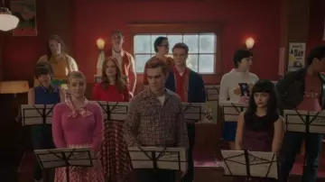 AGatherersGarden 1950s Knit Varsity Letterman Cardigan worn by Julian Blossom (Nicholas Barasch) as seen in Riverdale (S07E14)