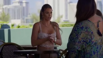 Zara Linen Blend Animal Print Corsetry Inspired Top usado por Juliette Porter como se ve en Siesta Key (S05E03)