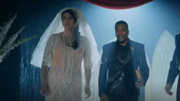 Art Deco Ivory Bead­ed Dress worn by Melissa Gimble (Cecily Strong) as seen in Schmigadoon! (S02E06)