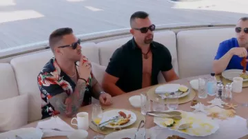 Romwe Guys Random Floral Print Patched Pocket Shirt as seen in Below Deck Sailing Yacht (S04E16)