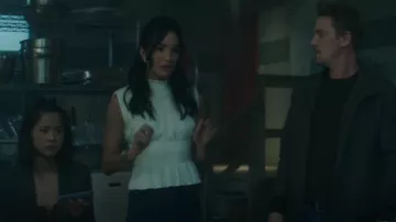 Sandro Corinne Socked Top worn by Bess Marvin (Maddison Jaizani) as seen in Nancy Drew (S04E07)