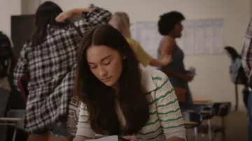 Sandro Pointelle-Knit Cotton-Blend Polo usado por Belly (Lola Tung) como se ve en The Summer I Turned Pretty (S02E01)