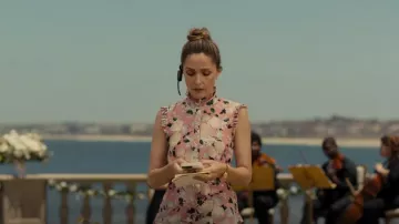Erdem Irina Ruffled Floral Cap-sleeve Dress In Pink Floral worn by Sylvia (Rose Byrne) as seen in Platonic (S01E10)