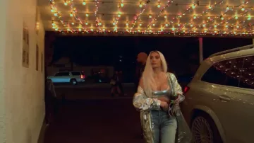 Skims Metallic Swim Cut-Out Monokini worn by  Kim Kardashian  as seen in The Kardashians (S03E08)