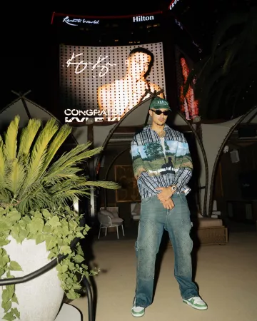 Louis Vuitton Grey Plaid & Farm Print Overshirt porté par Kyle Kuzma sur son compte Instagram @kuz