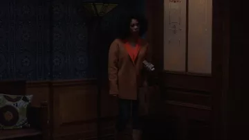 Lafayette 148 New York Lawson Clay and Ember Orange Reversible Wool Cashmere Jacket worn by Candace Murchison (Regina Hall) as seen in The Best Man: The Final Chapters (S01E06)