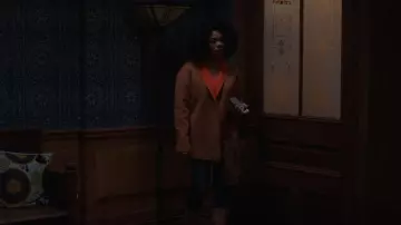 Lafayette 148 New York Lawson Clay and Ember Orange Reversible Wool Cashmere Jacket worn by Candace Murchison (Regina Hall) as seen in The Best Man: The Final Chapters (S01E06)