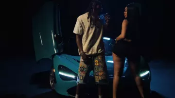 Kapital Blue Patches Zephyros Insane Shorts worn by Quavo in his Turn Your Clic Up (Official Music Video) with Future