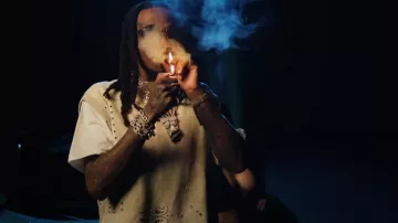 Kapital Beige Bandana Sleeveless Sweatshirt worn by Quavo in his Turn Your Clic Up (Official Music Video) with Future