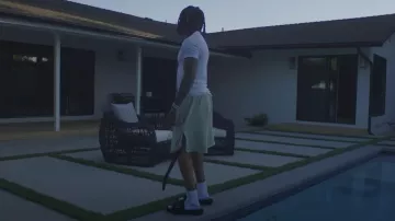 Amiri Black Shearling Logo Slippers worn by DDG in his Famous (Official Music Video)