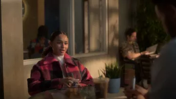 Stand Studio Alexia Checked Brushed-Felt Coat worn by Kiela Hall (Daniella Perkins) as seen in grown-ish (S06E03)