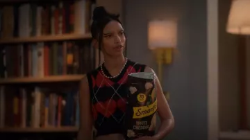 Moschino 1990 Argyle Sweater worn by Zaara (Tara Raani) as seen in grown-ish (S06E03)