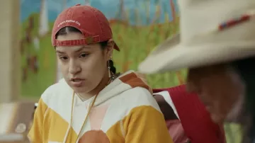 Urban Native Era Hat Cap in red worn by Willie Jack (Paulina Alexis) as seen in Reservation Dogs (S03E01)