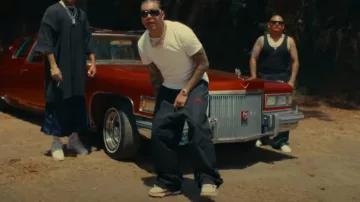 Amiri White & Red MA 1 Sneakers worn by Ryan Castro in QUEMA ???? (Video Oficial) with Peso Pluma