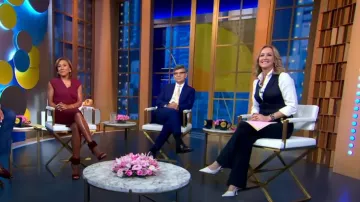 Derek Lam 10 Crosby Robertson Flare Pants In Midnight Blue worn by Lara Spencer as seen in Good Morning America on  July 17, 2023