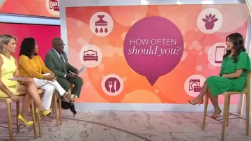 Nanette Lepore Cravate à manches courtes Robe plissée midi portée par Adrianna Barrionuevo comme vu dans Aujourd’hui le 18 juillet 2023