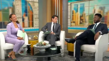 Generation Love Madison Blazer en lavanda usado por Michelle Miller como se ve en CBS Mornings el 17 de julio de 2023