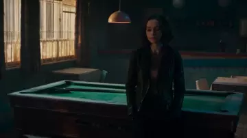 Allsaints Dalby Leather Jacket worn by G'iah (Emilia Clarke) as seen in Secret Invasion (S01E05)