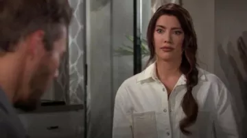 Ba&sh Ventin Shirt worn by  Steffy Forrester(Jacqueline MacInnes Wood) as seen in The Bold and the Beautiful on June 27, 2023