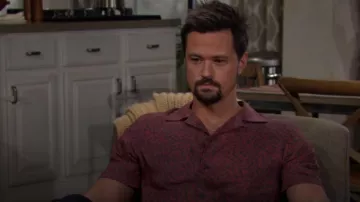 John Varvatos Danny Shirt in Tomato worn by  Thomas Forrester (Matthew Atkinson) as seen in The Bold and the Beautiful on  July 5, 2023