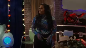Afrm Rue Top In Electric Butterfly worn by Harper Bettencourt (Laci Mosley) as seen in iCarly (S03E09)