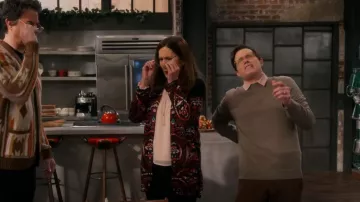 Chico's Women's Paisley Print Cardigan Purple Long Open Front worn by Mrs. Benson (Mary Scheer) as seen in iCarly (S03E09)
