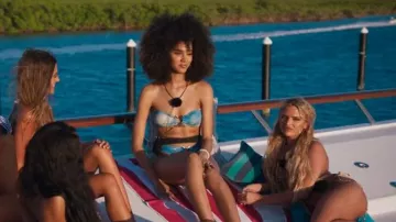 Pretty Little Thing Blue Printed Hammered Trim Bikini worn by Christine Obanor as seen in Too Hot to Handle (S05E01)