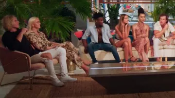 Pretty Little Thing Brown Cow Print Beach Flares worn by Elys Hutchinson as seen in Too Hot to Handle (S05E02)