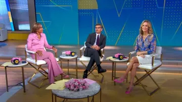 J. Crew Feather and Paisley Print Blouse worn by Lara Spencer as seen in Good Morning America on July 19, 2023