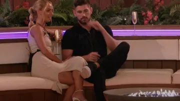 River Island Gold knit­ted Body­con Mi­di Dress worn by Abi Moores as seen in Love Island (S03E09)