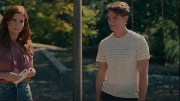 Marine Layer Signature Crew Tee in Blue Stripe worn by Tyler 'Ty' Townsend (Carson Rowland) as seen in Sweet Magnolias (S03E07)