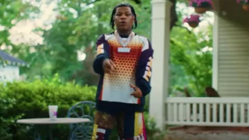 Dries Van Noten Printed Patchwork Nylon Shorts usados por Rylo Rodriguez en su Equal Dirt (Official Music Video)