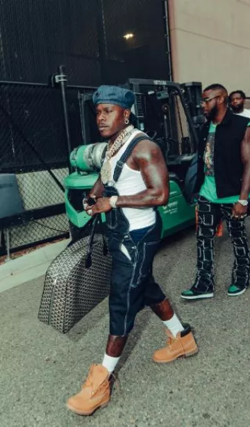 Amiri Deep Indigo Denim Overalls worn by DaBaby on his Instagram account @dababy