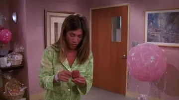 Bedhead Ming Green Brocade Pajamas worn by Rachel Green (Jennifer Aniston) in Friends (S09E01)