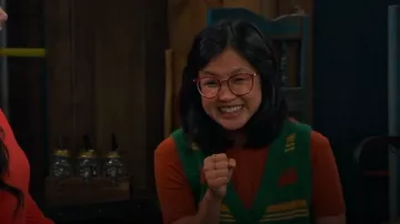 Urban Outfitters Rickie Cropped Sweater Vest worn by Megan (Grace Lu) as seen in BUNK'D (S06E30)