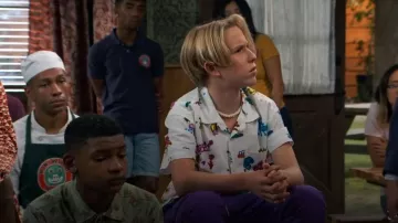 Obey Doodles Short Sleeve Organic Cotton Camp Shirt worn by Jake Jacobs (Luke Busey) as seen in BUNK'D (S06E30)
