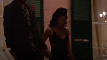 Hervé Léger Fringe Cutout Gown en noir portée par Charity Lawson comme on le voit dans The Bachelorette (S20E05)
