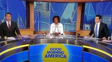 Chaqueta de tweed de Talbots usada por Janai Norman vista en Good Morning America el 23 de julio de 2023