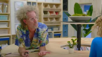 Pierre Cardin Shirt Extra Large Cocktails Hawaiian Camp Travel worn by Brooks Atwood as seen in Hack My Home (S01E08)