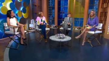 J. Crew Ruffle-Trim Shift Dress worn by Linsey Davis as seen in Good Morning America on July 25, 2023