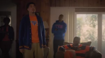 Versace Greca Jacquard Tape Wool, Silk & Cashmere Cardigan In Royal Blue worn by Andre Johnson, Jr. (Marcus Scribner) as seen in grown-ish (S06E05)