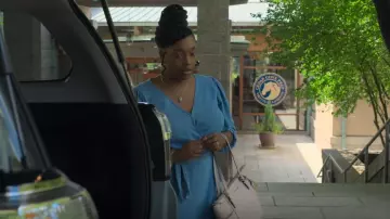 Michael Kors Jet Set East-West Leather Tote Bag worn by Angie Jarrett (Tracey Bonner) as seen in Swagger (S02E02)