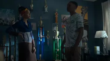 Kenzo Blue Tie Dye Tee worn by Jace Carson (Isaiah R. Hill) as seen in Swagger (S02E03)