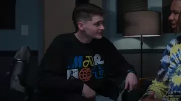 Chinatown Market Air Puff Crewneck in Black worn by Drew Murphy (James Bingham) as seen in Swagger (S02E02)