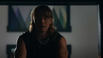 M-Ojo Risin Pierced Slit Leather Sleeve­less Shirt worn by Keefe Chambers (Tony Cavalero) as seen in The Righteous Gemstones (S03E08)