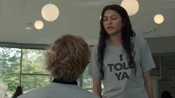 "I Told Ya" Grey t-shirt worn by Tashi (Zendaya) as seen in Challengers