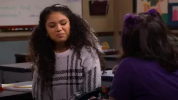 Z Supply Solange Plaid Sweater worn by Frankie Ripp (Eliana Sua) as seen in Pretty Freekin Scary (S01E04)