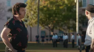 Straight To Hell Band Of Rose Black And Red Flo­ral Print Shirt worn by Jesse Gemstone (Danny McBride) as seen in The Righteous Gemstones (S03E09)