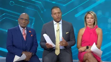 Vince Camuto Crêpe Col papillon Halter Robe portée par Dylan Dreyer comme vu dans Aujourd’hui le 31 juillet 2023