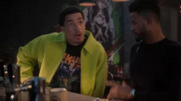 Acne Studios Green Felted Jacket worn by Andre Johnson, Jr. (Marcus Scribner) as seen in grown-ish (S06E06)